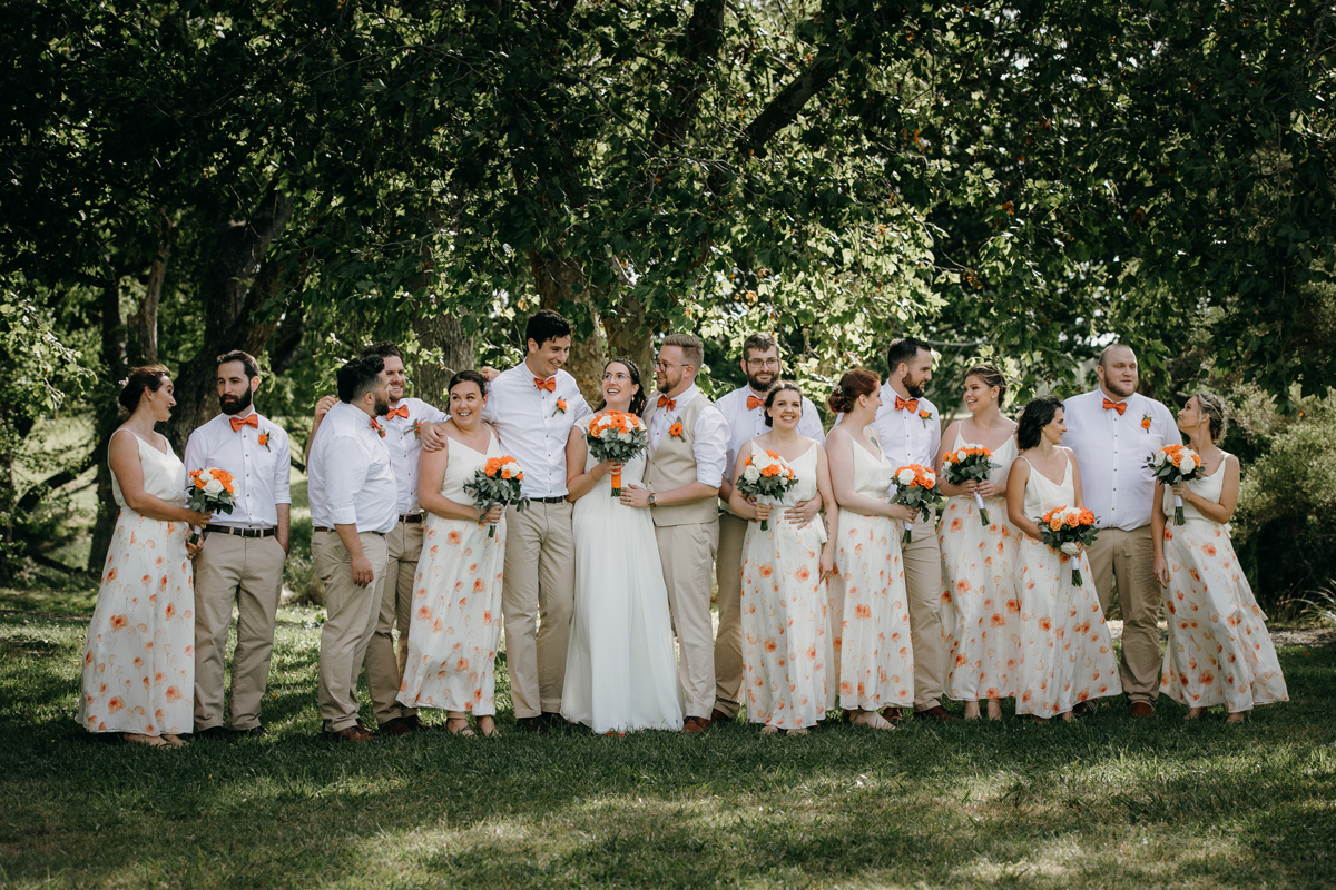 Bridal party wedding photo at coatesville settlers hall auckland by sarah weber photography