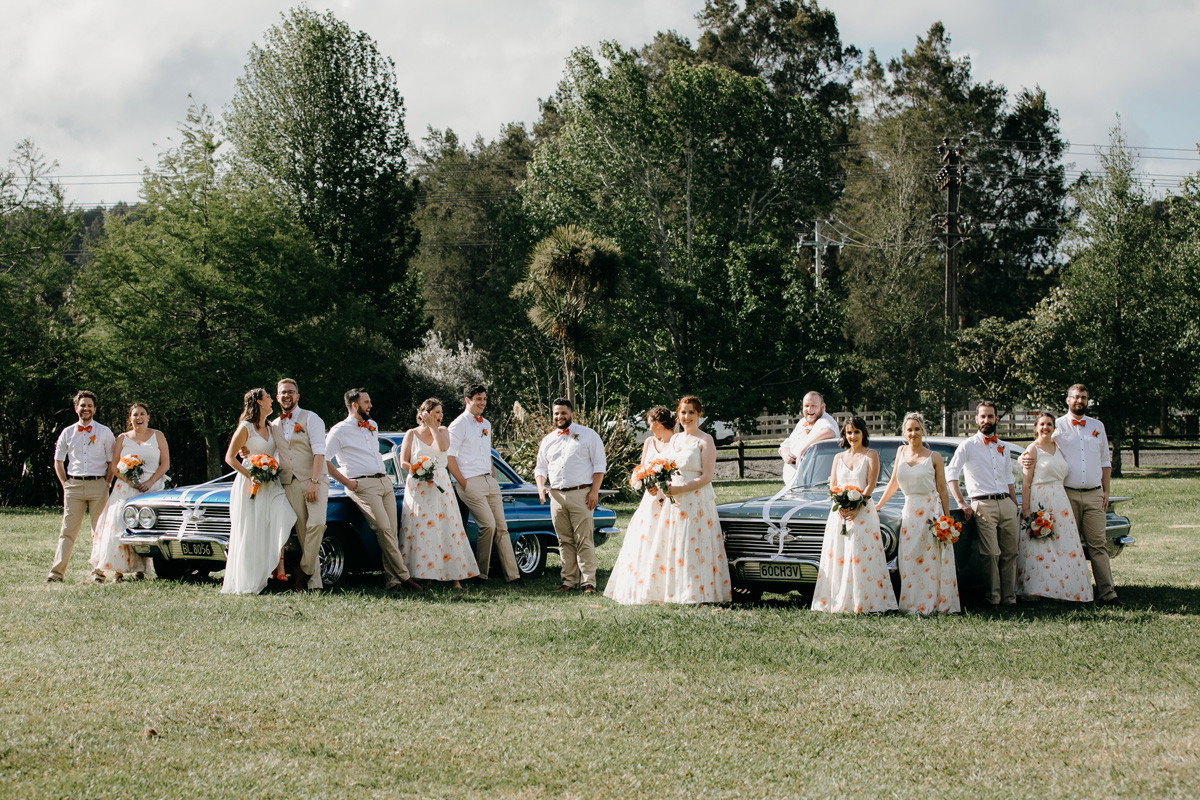 Bridal party car photos wedding at coatesville settlers hall auckland by sarah weber photography