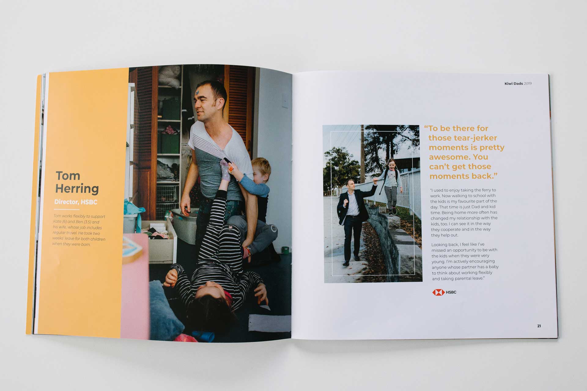 kiwi dads booklet photo of tom herring of hsbc walking nad playing with children photos by sarah weber photography