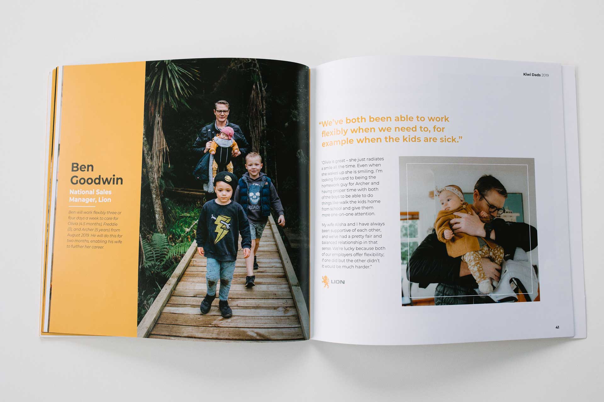 kiwi dads booklet photo of ben goodwin of lion nathan walking with children photos by sarah weber photography